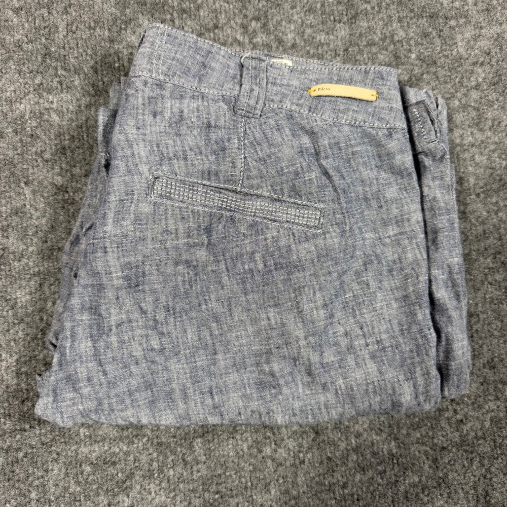 PILCRO & The Letterpress Linen‎ Blend Blue Chambray Pants Wide Leg Women's 6 EUC